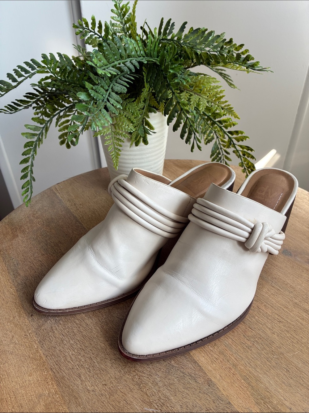 Dolce Vita Tabatha Faux Leather Slip-On Mules with Knot Trim, Block Leather Heel